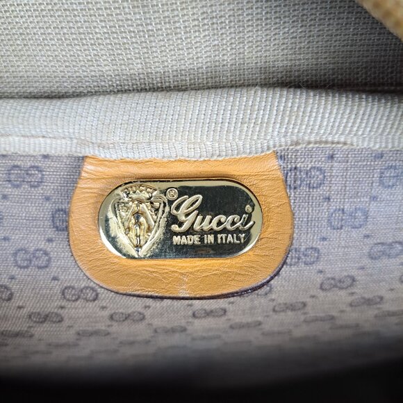 GUCCI Vintage GG Monogram Canvas Coated Weekender Travel Brown Crossbody BAG - Picture 3 of 13